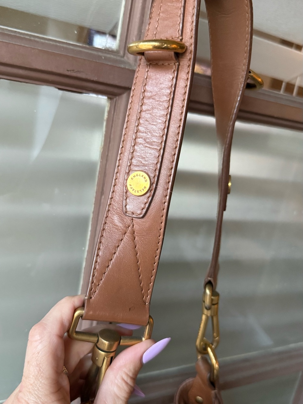 Belstaff Cognac Pebble Leather Shoulder Hobo with Gold Hardware - Picture 2 of 9
